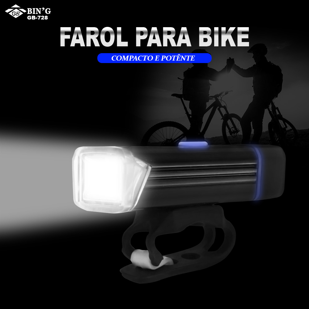 Farol Lanterna Bike Led 4 Funções Recarregável Usb