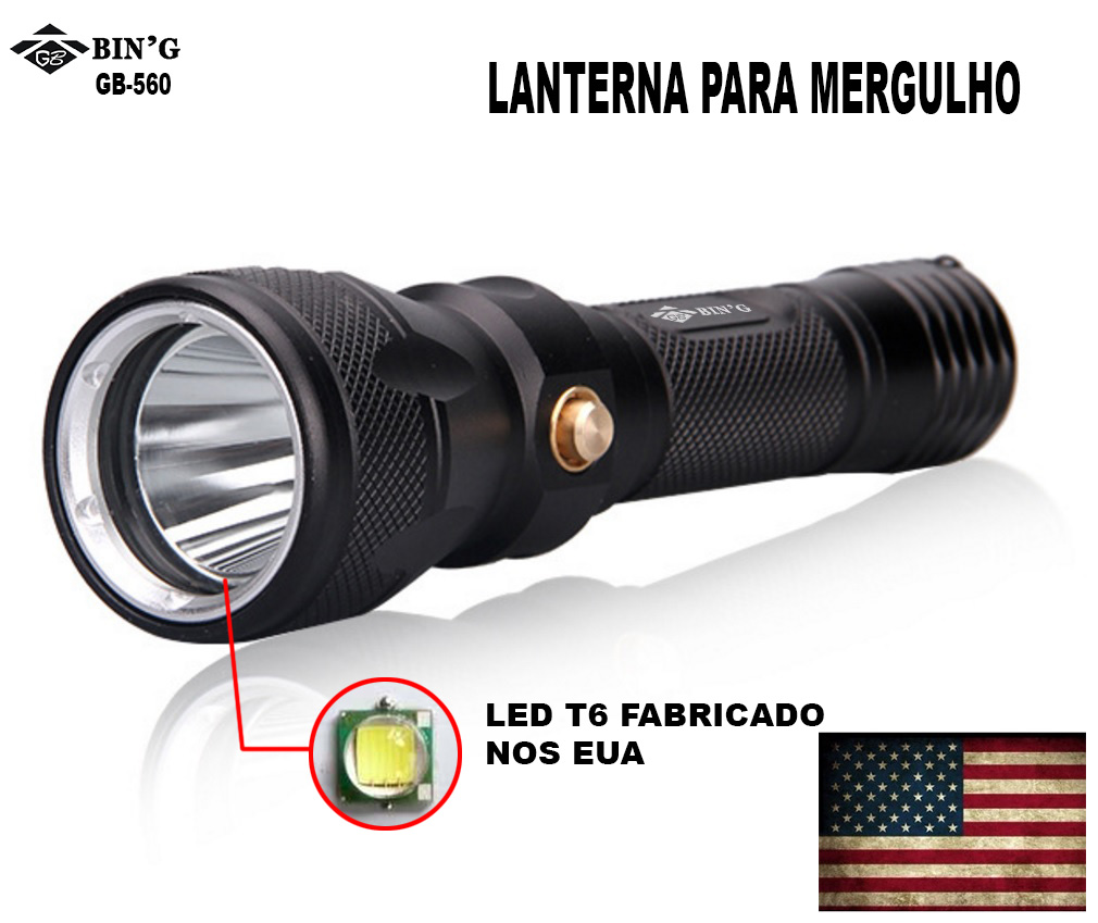 Lanterna De Mergulho Recarregável Led T6