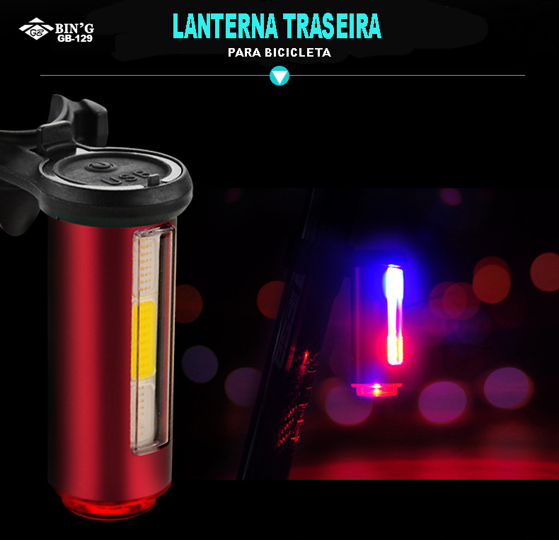 Bicicleta Luz Traseira    Carregamento USB