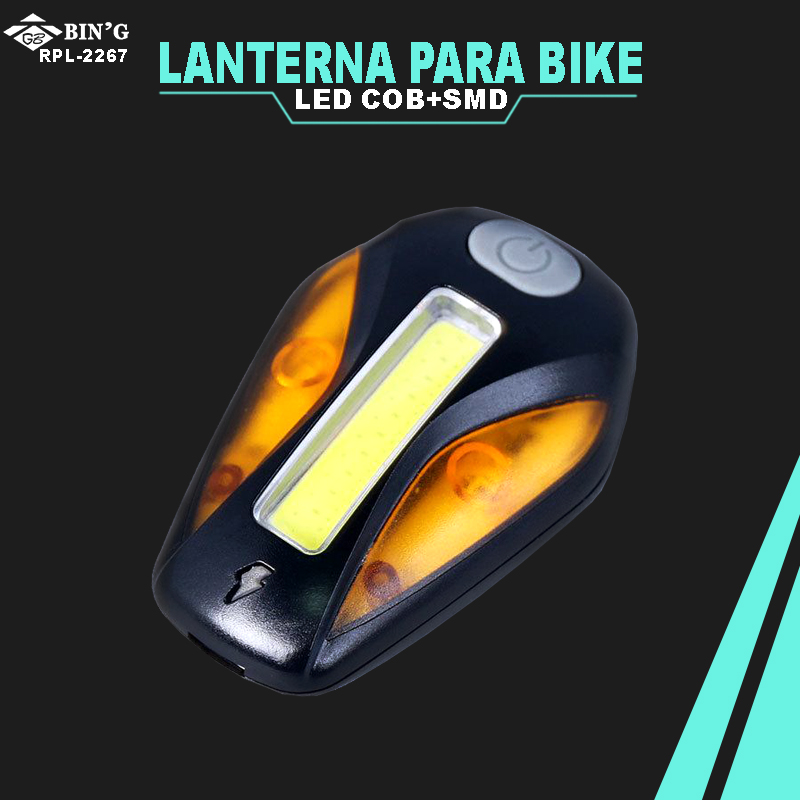 Lanterna para bicicleta LED COB+SMD
