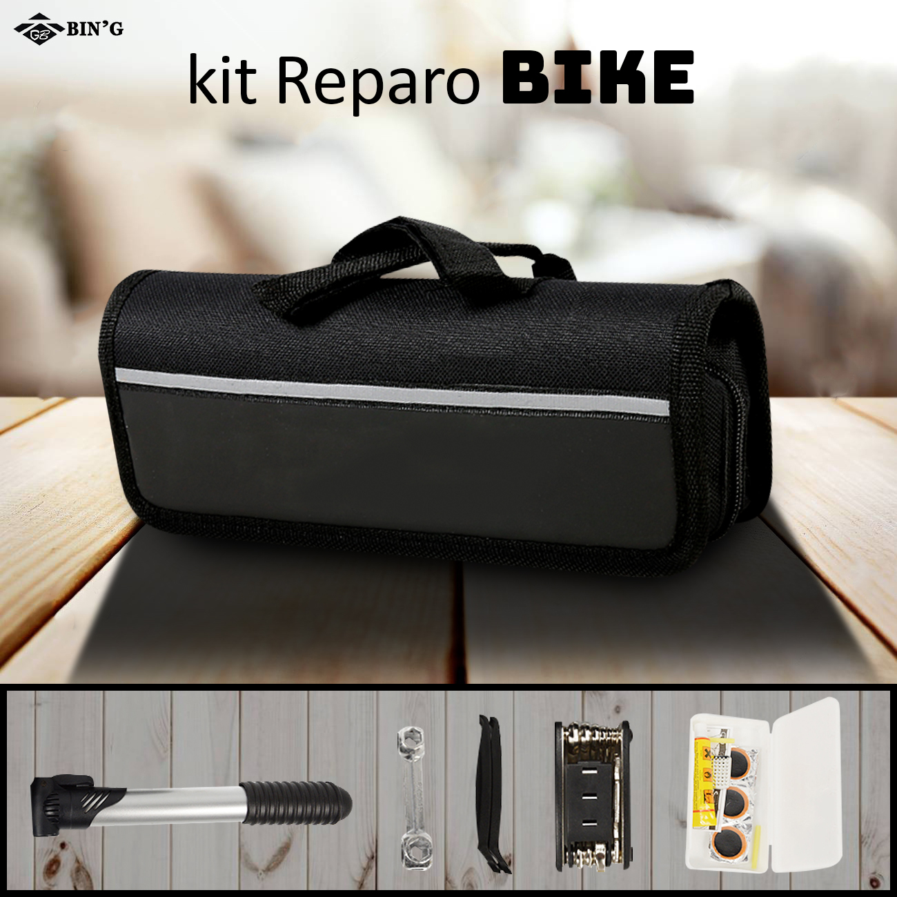 Kit Ferramentas Bike Chaves Remendo Reparo Pneu Bolsa Quadro