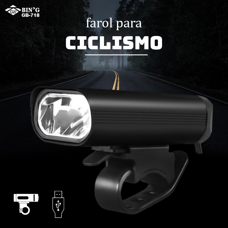 Lanterna Farol para Bicicleta USB