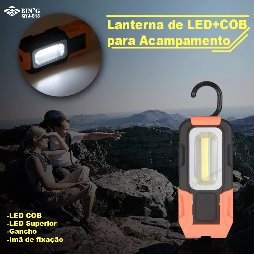 Lanterna de LED+COB para acampamento