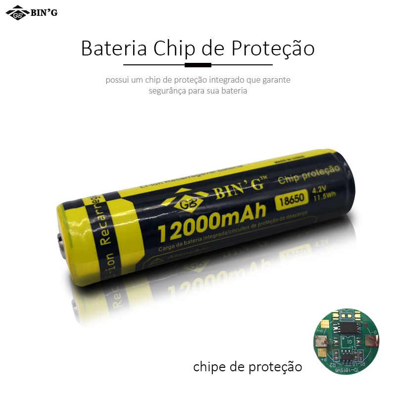 Bateria 18650 recarregável - Chip proteção