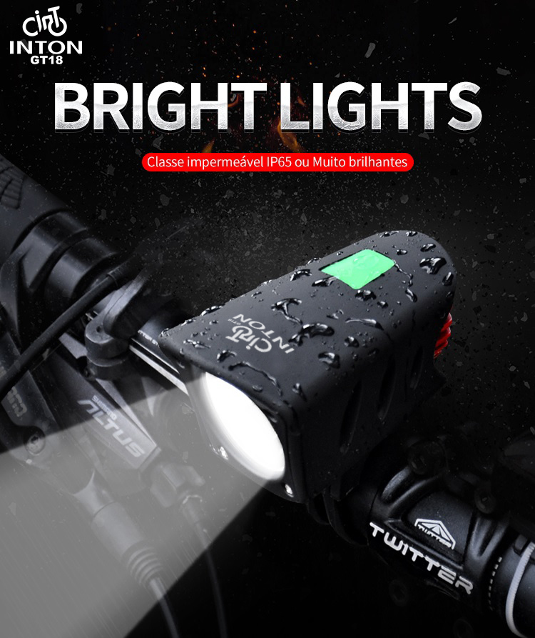 Farol Para Bicicleta Bateria 8.4v GT18 INTON