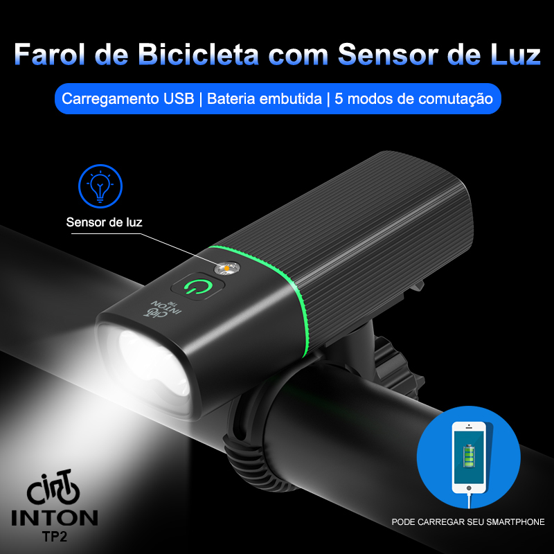 FAROL DE BICICLETA COM SENSOR DE LUZ TP2